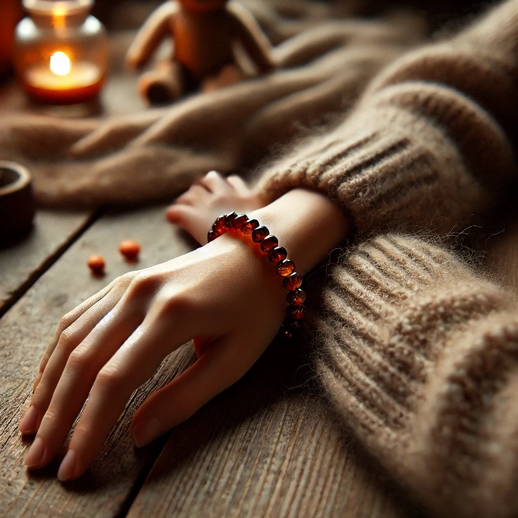 Bracelet femme Ambre cognac