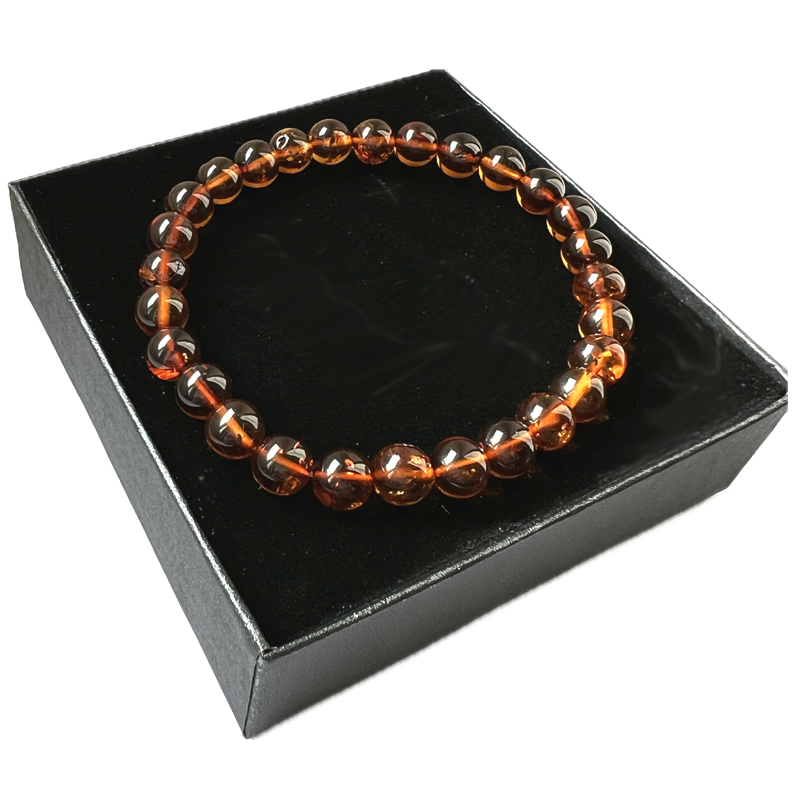 Bracelet Homme en Ambre perles parfaitement rondes calibre 9mm