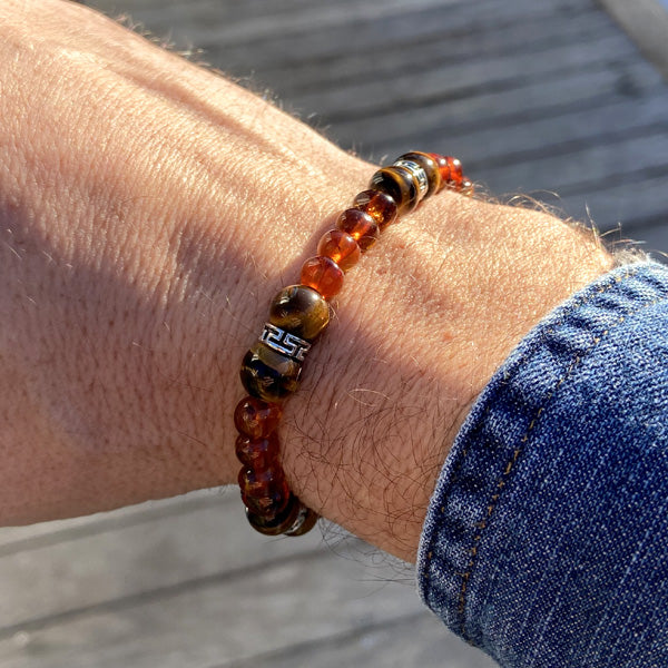 Bracelet en Ambre Cognac | Oeil de tigre perles 7/8mm - Ambracelet