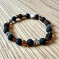 Bracelet en Ambre Cognac | Pierre de Lave | perles 7/8mm | Croix +
