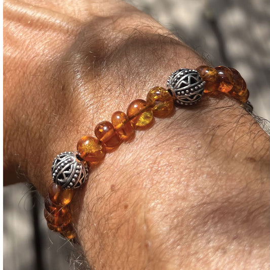 Bracelet en Ambre et perles Argentées