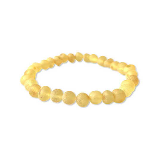 Bracelet femme en Ambre Brut perles Mat Citron 7/8mm - Ambracelet